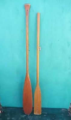 VINTAGE Odd Set Of Wooden Boat Oars 59  + 63  Long Paddles GREAT PATINA • $99.79