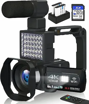 $139.98 • Buy 4K Video Camera Camcorder,4K 48MP Vlogging Camera For YouTube, 18X Digital