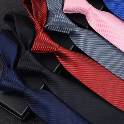 Jacquard Woven New Fashion Classic Striped Tie Men's Silk Suits Ties Necktie ZSY • £6.30