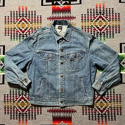 Vintage Lee Denim Jacket Men’s 80s Size XL 42R Made In USA Blue A9 • $34.95