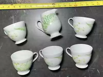 VERA For Mikasa GREEN FERN L1077 Coffee Tea Cups & Creamer Cup Set Of 6 • $24.99