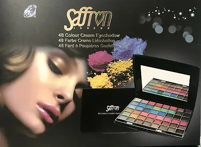 Saffron 48 Colour Cream Eye Shadow Shade Palette Tray Kit With Brush Gift Pack • £7.99