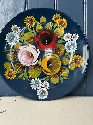 Narrowboat Bargeware Canalart Hand Painted Blue Plate Roses And Castles • £8