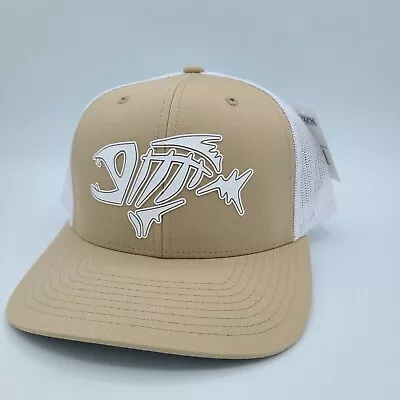 G.Loomis Fishing Cap Snapback Khaki Tan White Bone Skeleton Mesh Trucker Hat • $29.75