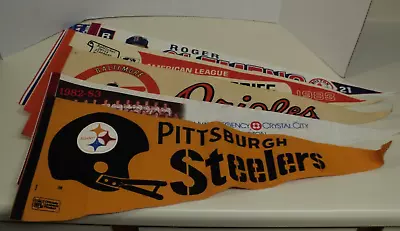 Vtg Sports Pennants Felt Pennants. Steelers Orioles Capitals & Clemens #11080 • $41.99