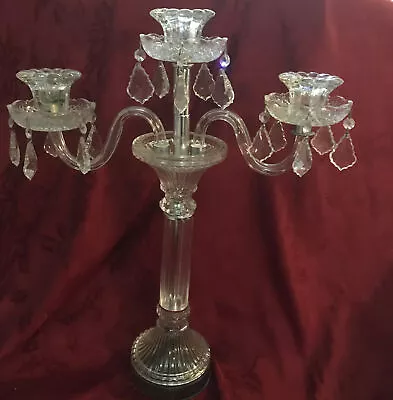 Vintage Large 3 Arm Crystal Candelabra 14 Prisms 22” Tall • $199.99