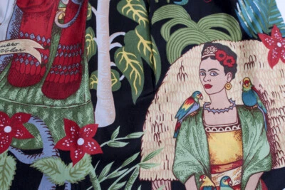$29.50 • Buy Traditional Mexican Fabric - Frida Kahlo Drawstring Cotton Pouch Bag