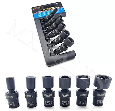 1/4  Dr Universal Swivel Impact 6 Point Socket Set Professional 6pc SAE SKT • $29.99