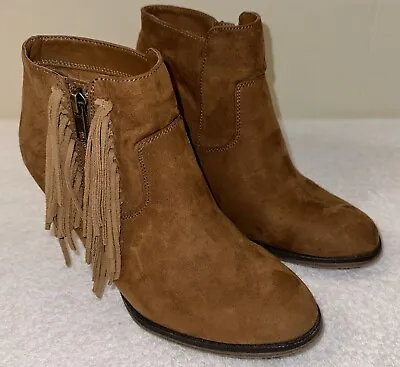 MIA Lissa I Boot With Fringe Block 3” Heel Tan Brown Size 8.5 Worn Once • $22