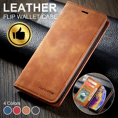 For IPhone 15 14 13 12 Pro XS Max XR 8 7 Magnetic Leather Wallet Case Flip Cover • £7.19