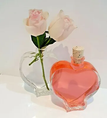 £5.96 • Buy Glass Heart Bottle With Cork - Ideal For Weddings, Spirits & Cosmetics 200 Ml 