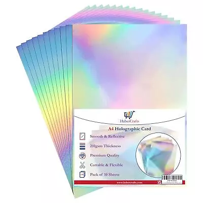 Holographic Card A4 Silver Rainbow Card Metallic Holographic Paper Thick 210gsm • £5.49