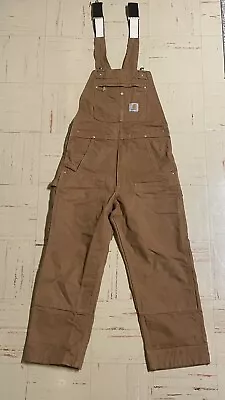 Carhartt Men's Bib Overalls Relaxed Fit - Brown - Size 30x28 - Great Condition! • $19.99