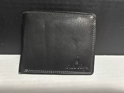 NEW Vera Pelle Antico Borgo Black Genuine Leather Bi-Fold Wallet NWOB • $16.99