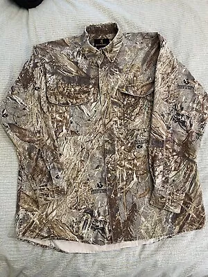 Browning Mossy Oak Long Sleeve Button Up Camo Hunting Shirt Large Reactar Pocket • $35