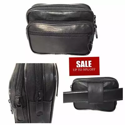 Leather Coin Purse Ladies Belt Pouch Camera Phone Money Holder Travel Black NEW • £7.38