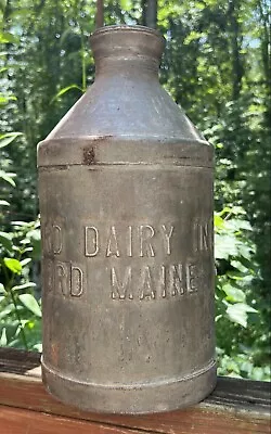 Antique SANFORD DAIRY Sanford Maine Milk Metal Jug Can H.E.WRIGHT Boston MA 10qt • $225