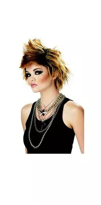 Goth Emo Rave Punk New Wave Girl ADULT SHORT BLONDE/BROWN CLUB SHOCK WIG • $7.99