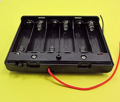 9V Plastic Battery Holder AA 6 Slot Covered With ON-OFF Switch Wire • £4.51