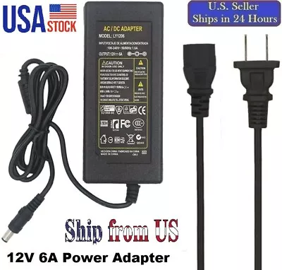 $9.99 • Buy 12V 6A 60W DC POWER Supply AC Wall ADAPTER 6AMP Transformer LED Strip Light CCTV