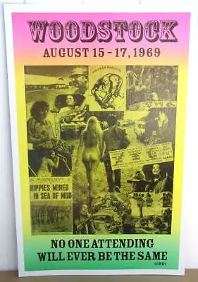 $30.95 • Buy Vintage Woodstock Concert Poster 1969 Bethel, NY Aquarian Exposition Poster