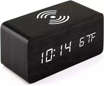 OCT17 Wooden Alarm Clock With Qi Wireless Charging Pad Compatible With IPhone • $32.79