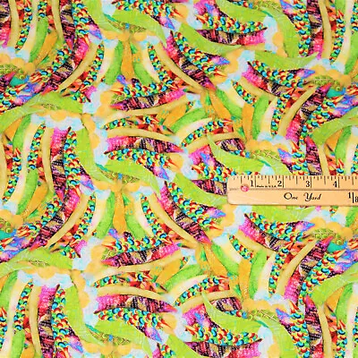 $5.89 • Buy Go Owl Out Patchwork Feathers 3 Wishes Digital Print Fabric  1/2 Yard   #16502