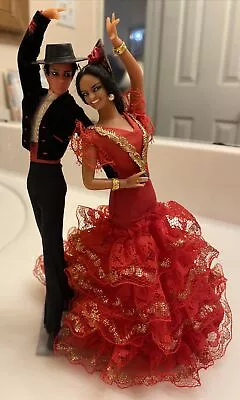 Vtg Marin Matador Flamenco Dancers Spanish Dolls Chiclana Spain Plastic W/ Stand • $25