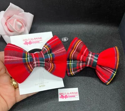 Royal Stewart Tartan Bow Bobbles Headband Hairband Hair Tie Burns Night Wedding  • £3.99