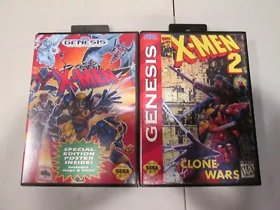 X-men + X-men 2 Clone Wars Sega Genesis Lot Of 2 Complete Cib • $76