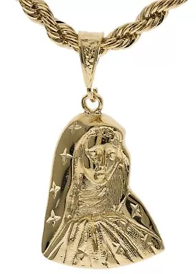 Virgin Mary Madonna Pendant 6 Mm 22  Rope Chain 18K Gold Overlay A18 • $13.13