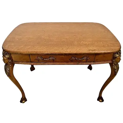 French Victorian Desk Library Table One Drawer Carved Legs Ball And Claw Feet • $1886.50