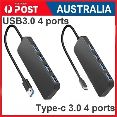 Multi USB 3.0 Hub 4 Port High Speed Slim Compact Expansion Smart Splitter Type-C • $5.95