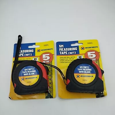 2 X Retractable Metal Tape Measure 5m 16ft Stop Lock Belt Clip-on Measuring • £4