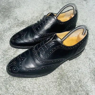 Barker Black Leather Glasgow Brogue Men’s Shoes Size UK 7.5 Dainite Soles VGC • £59.99