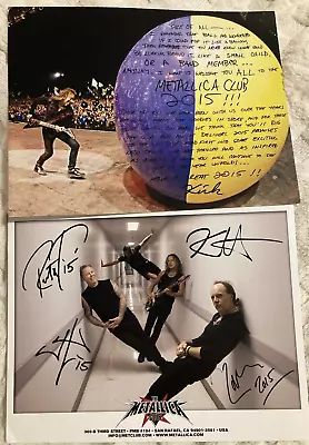 Metallica 2015 Club Members Only Welcome Letter And Signed Print-RARE • $69.24