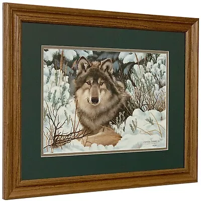 Charles Frace'  - Undercover - Gray Wolf In Snow - Matted & Framed Art Print • $149.99