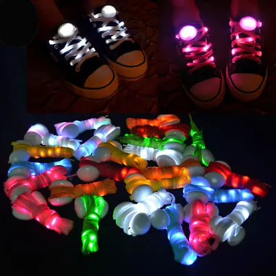 £6.11 • Buy LED Light Up Shoe Laces Light Flashing Glowing LED Luminous Shoelaces Colorful