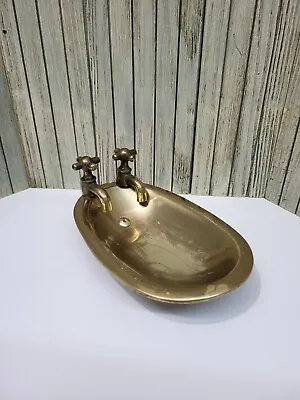 Vintage Solid Brass Bathtub Soap Dish Old Fashioned Footed Rustic Bathroom Decor • $25