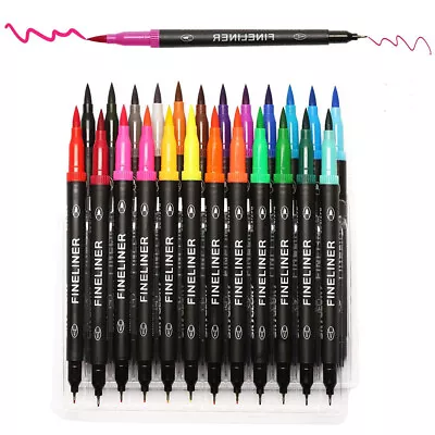 £9.54 • Buy 24/100 Colors Brush Pens Set Watercolour Soft Dual Tips Fine Art-Markers Drawing