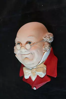$10 • Buy Vintage Bosson Chalkware Hanging Head - Mr Pickwick