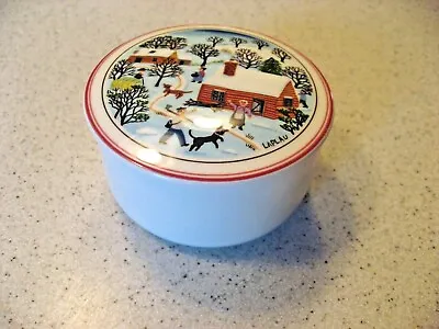 Rare Villeroy & Boch Naif Christmas Scene Covered Porcelain Trinket Box Laplau • $16