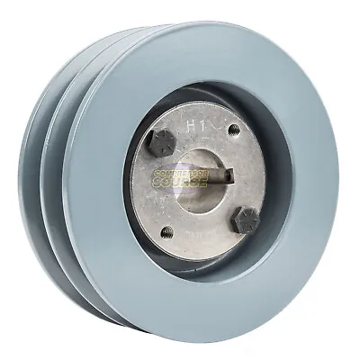Cast Iron 5   2 Groove Dual Belt B Section 5L Pulley With 1   Sheave Bushing • $54.95