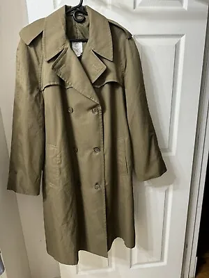 Vintage RHINOTEX Mens Military Green Double Breasted Trench Coat Size 40 • $33.39