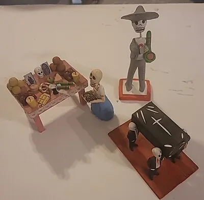  Day Of The Dead  Dia Los Muertos Vintage 4 Miniatures COFFIN TABLE ALTER ETC • $59