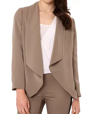 Bnwt Ladies Addition Taupe Beige Draped Jacket Size 8  ( 10  ) Lined Rrp $65 • $19.95