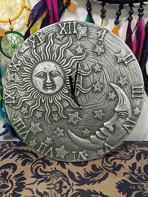 £20 • Buy Large Brushed Silver Sun And Moon Wall Clock