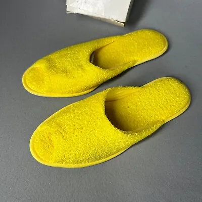 Vintage 60s Sears Yellow Terry Cloth Slippers Women’s Size Large 8-9 House Shoes • $75.48