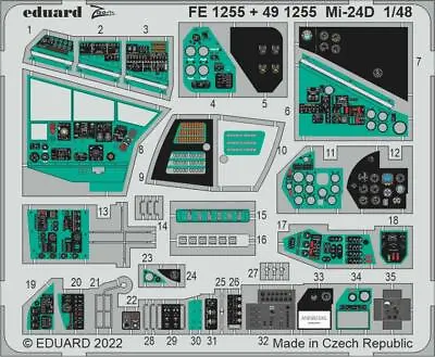 Eduard 1/48 Mi-24D Hind Cockpit+Interior (Trumpeter) 491255 • $18.19