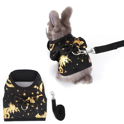 £8.99 • Buy Small Pet Bat Witch Costume Rabbit Harness Leash Set Christmas Rabbits Outfit